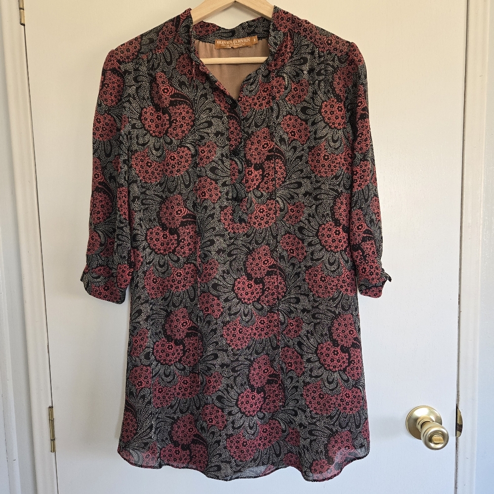 Elevenses Red and Black Floral Top Size 1